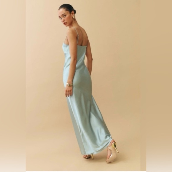 Reformation Brie Silk Slip Dress in Aqua Marine Womens Size 12 NEW - Picture 3 of 9